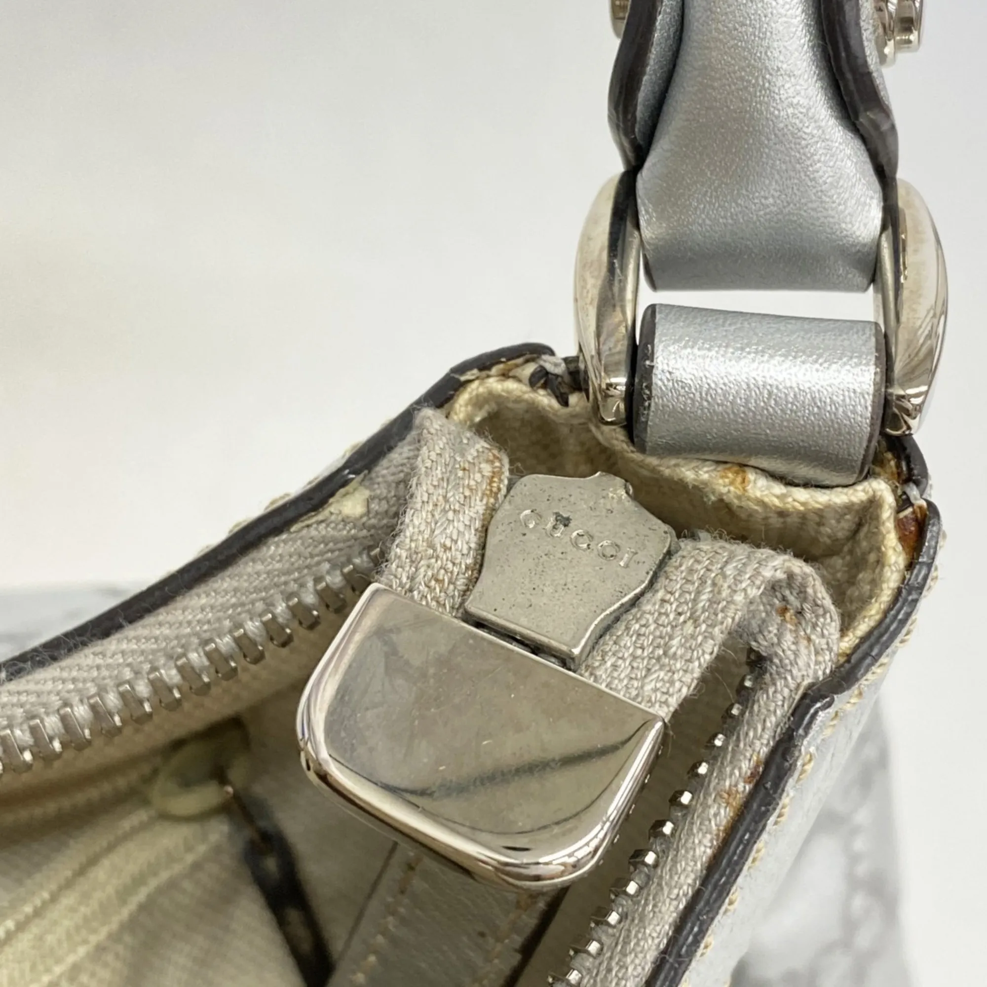 GUCCI Silver Leather Bag