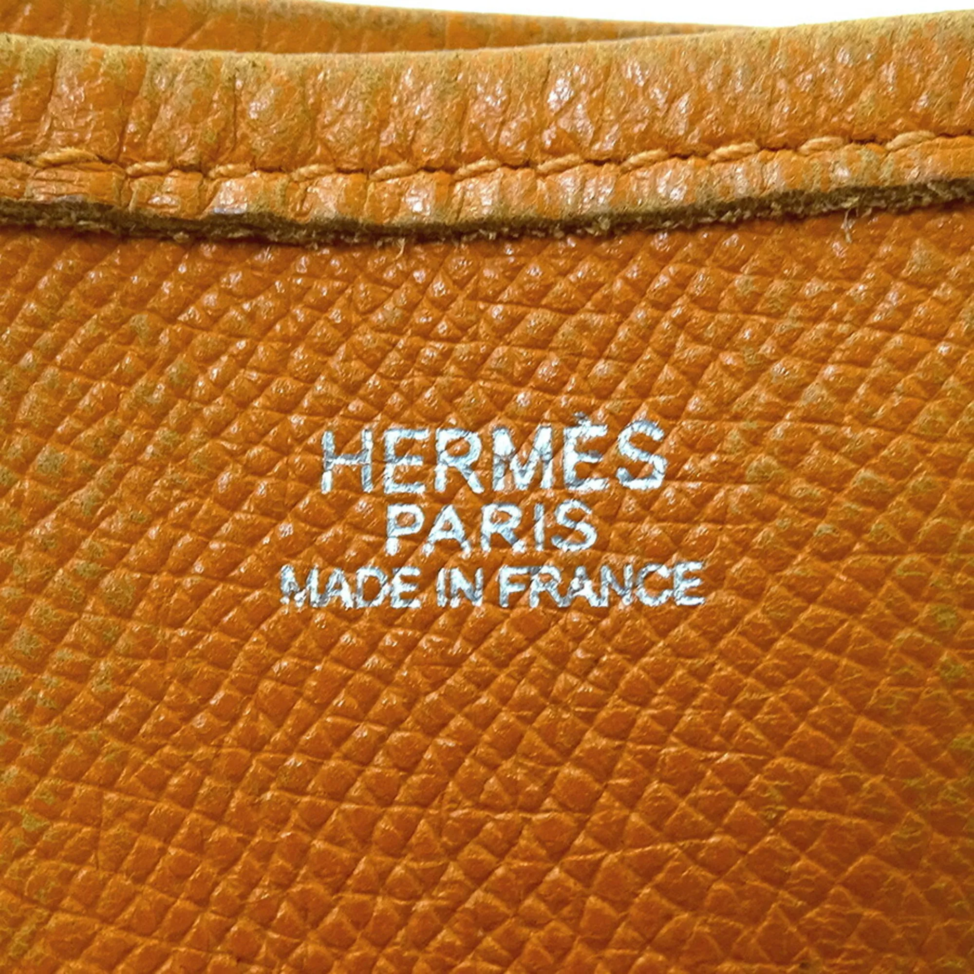 HERMES Orange Leather Shoulder Bag