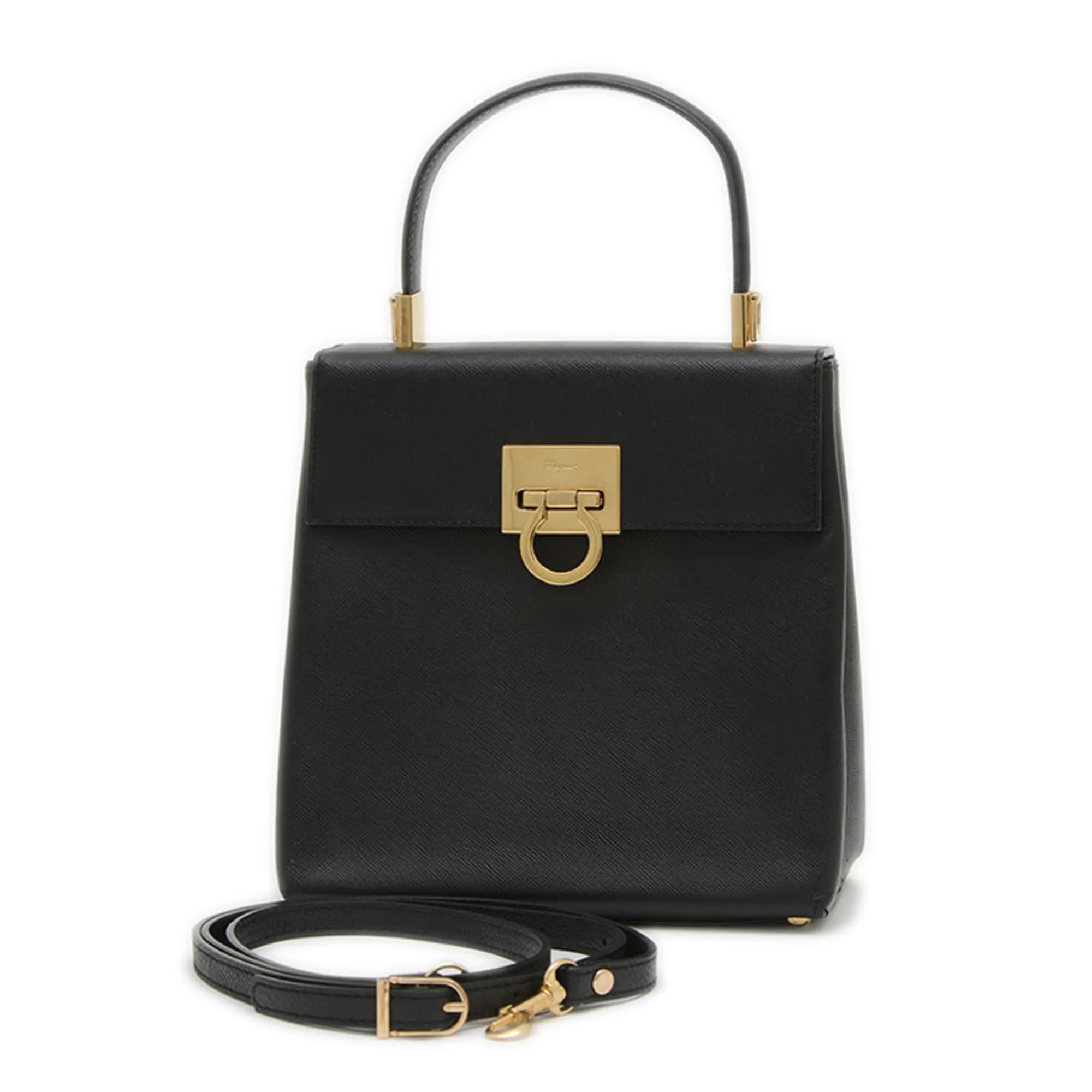 SALVATORE FERRAGAMO Black Leather Shoulder Bag