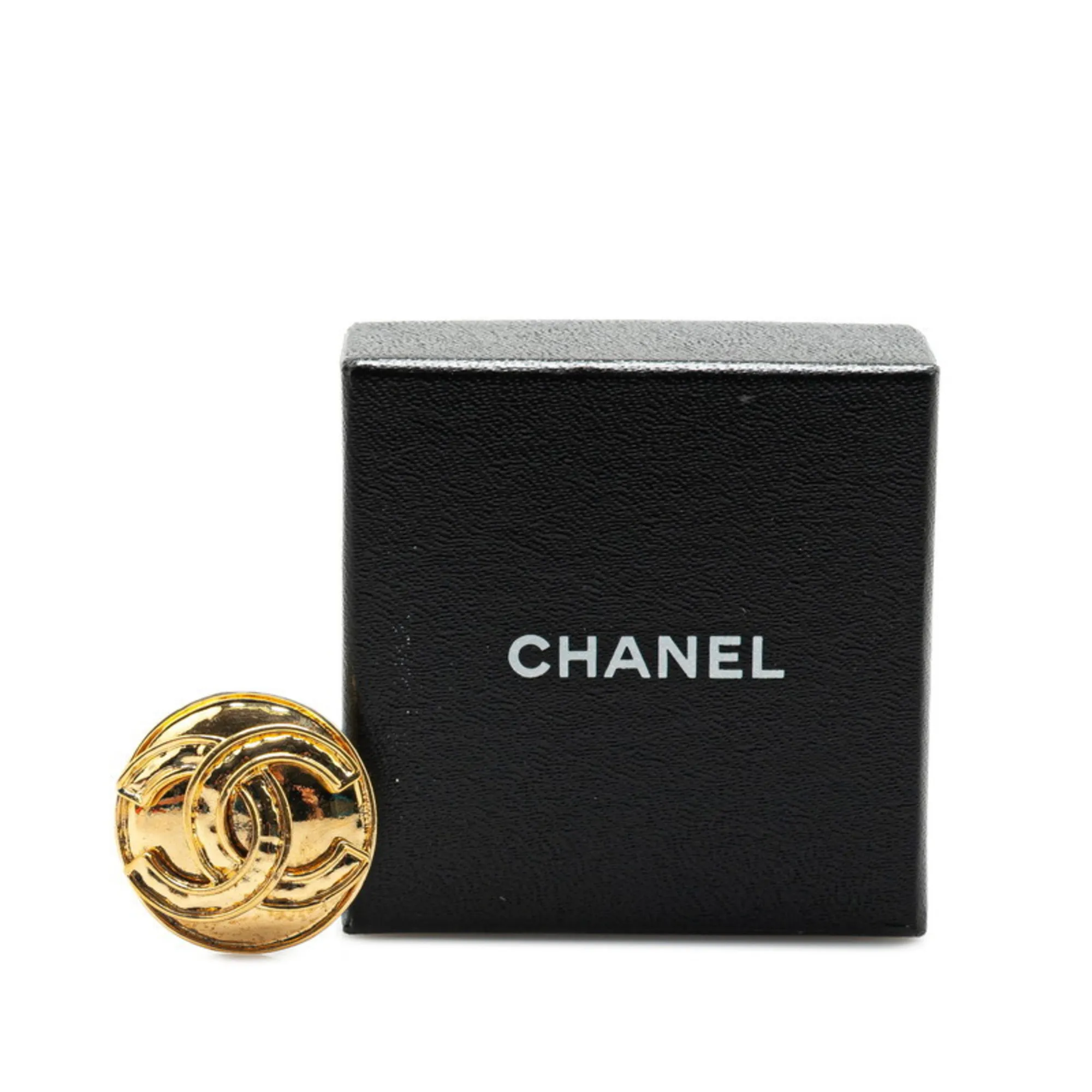 CHANEL Vintage Gold Logo Brooch