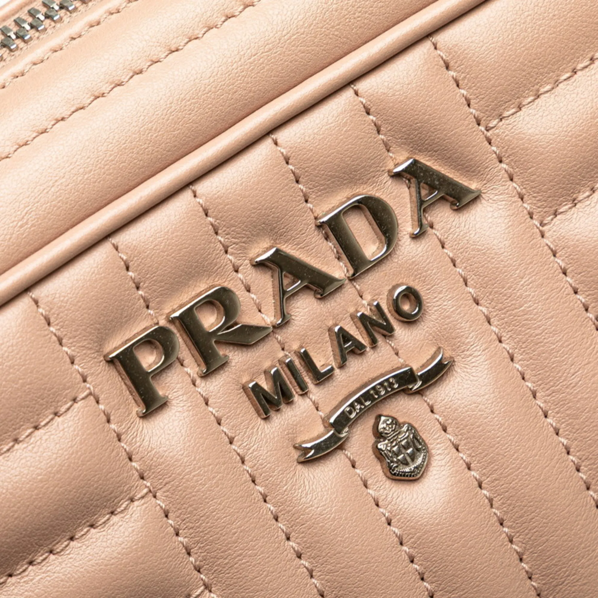 PRADA Cream Leather Shoulder Bag
