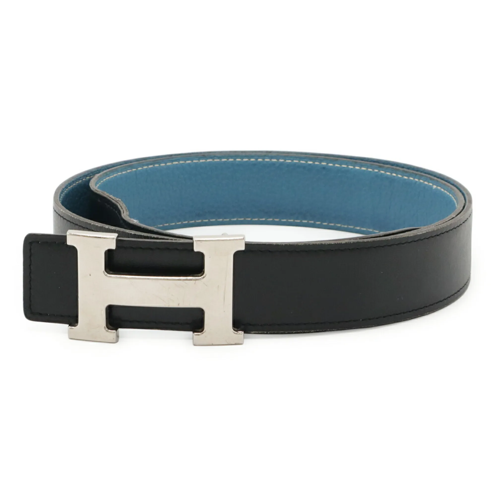 HERMES Black Leather Belt