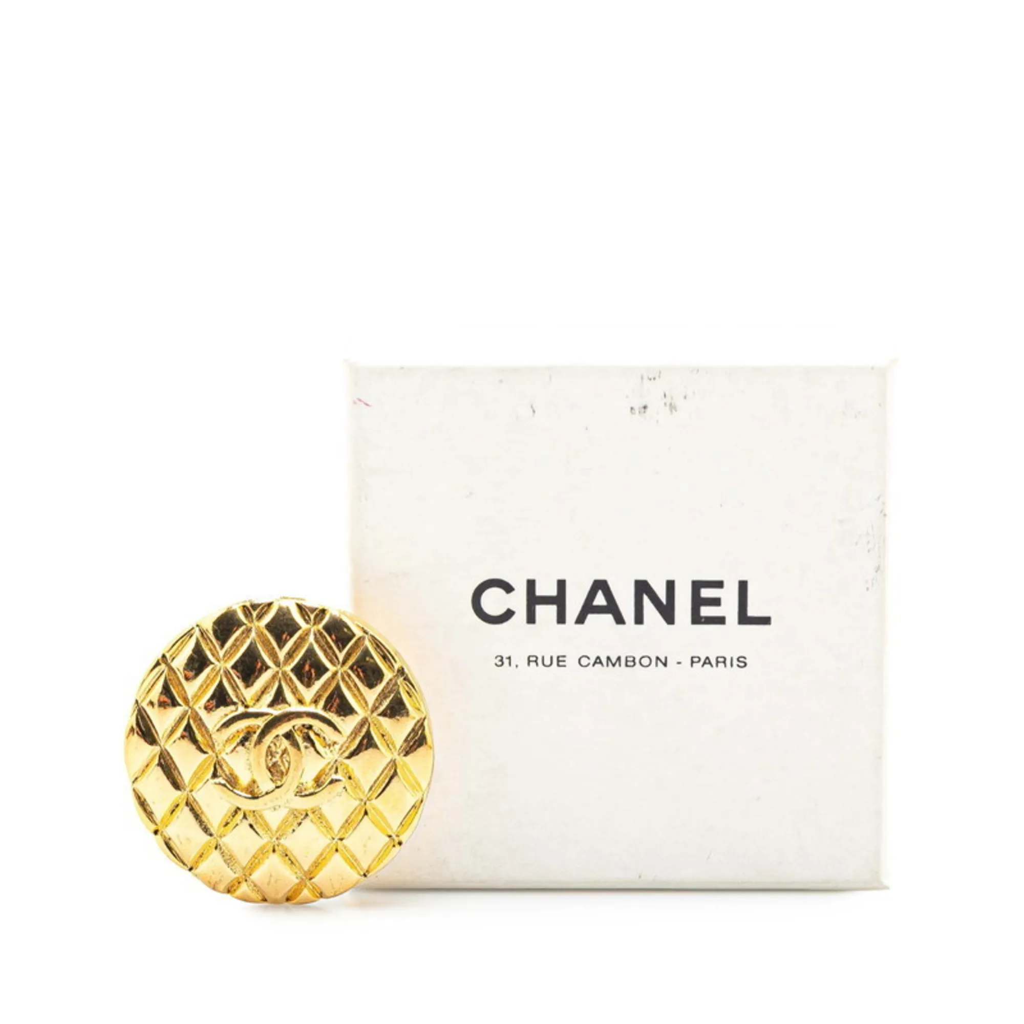 CHANEL Vintage Gold Logo Brooch