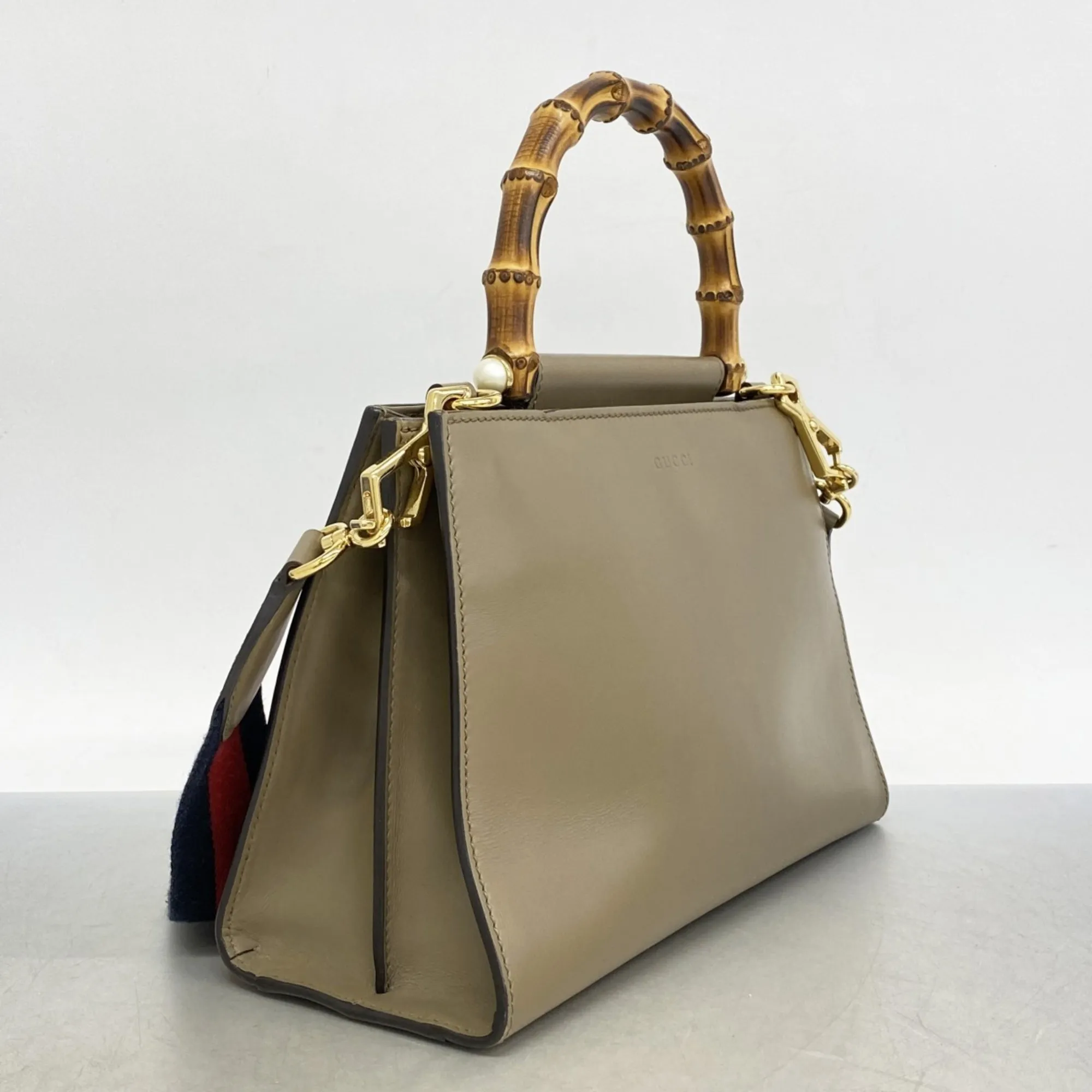 GUCCI Brown Leather Bamboo Bag