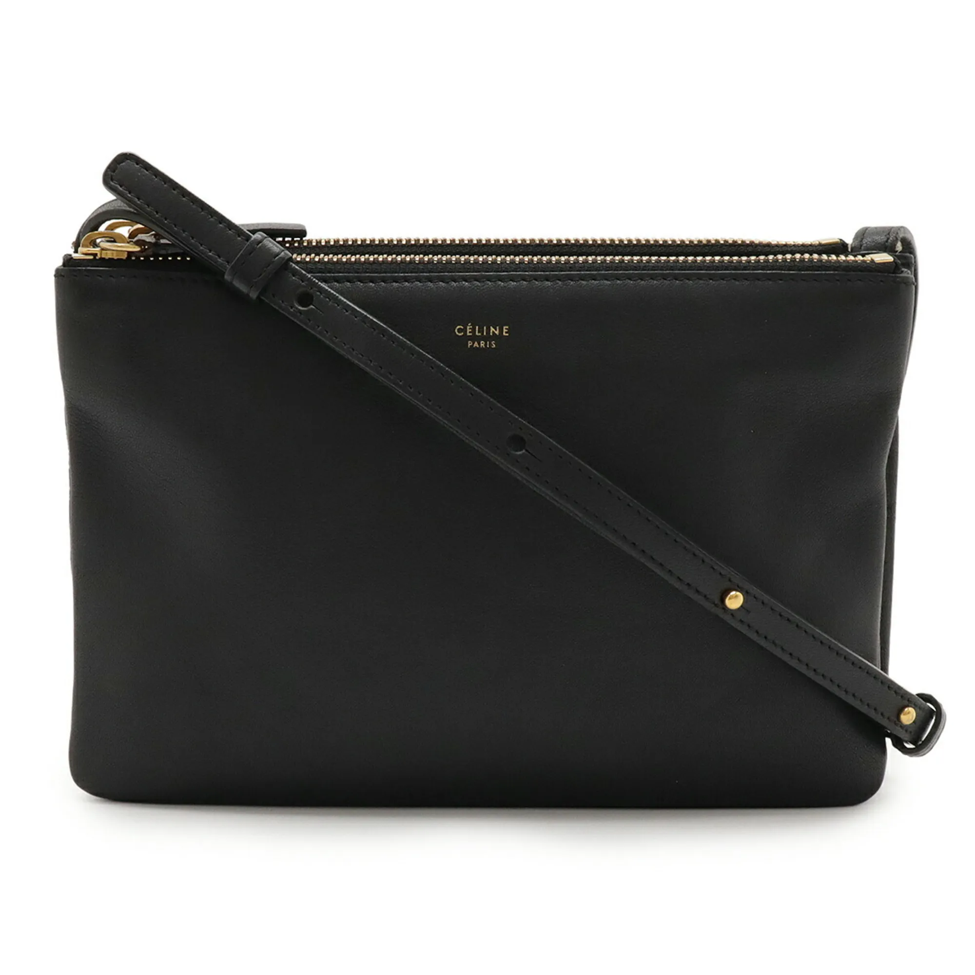CELINE Black Leather Shoulder Bag